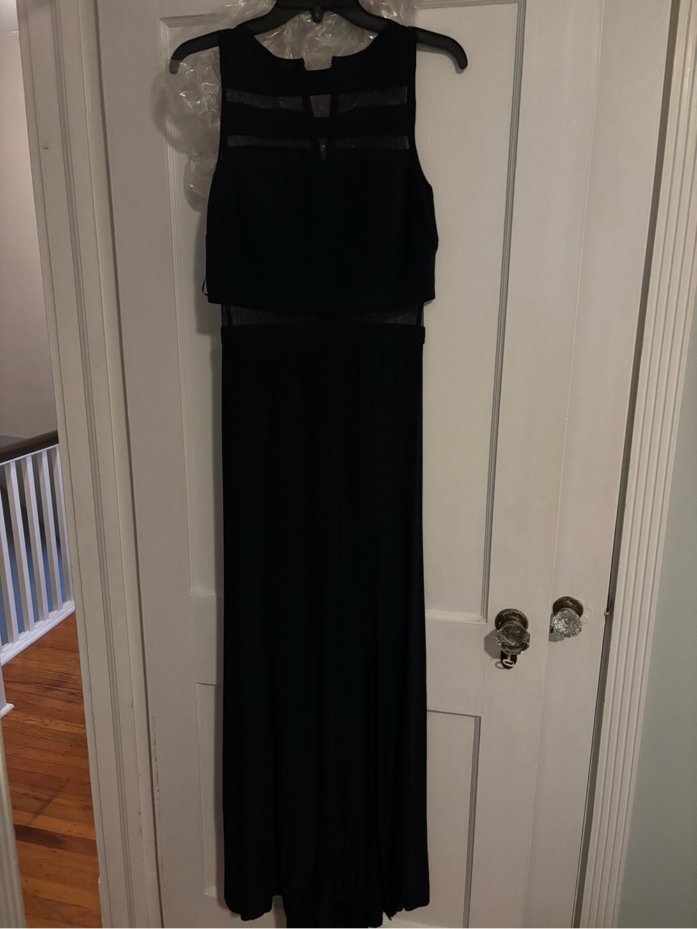 Navy Maxi Dress with Sheer Paneling